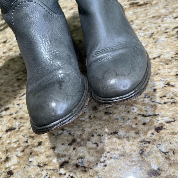CHANEL Gray Interlocking CC Logo Leather Riding Boots 36.5 - Picture 10 of 14